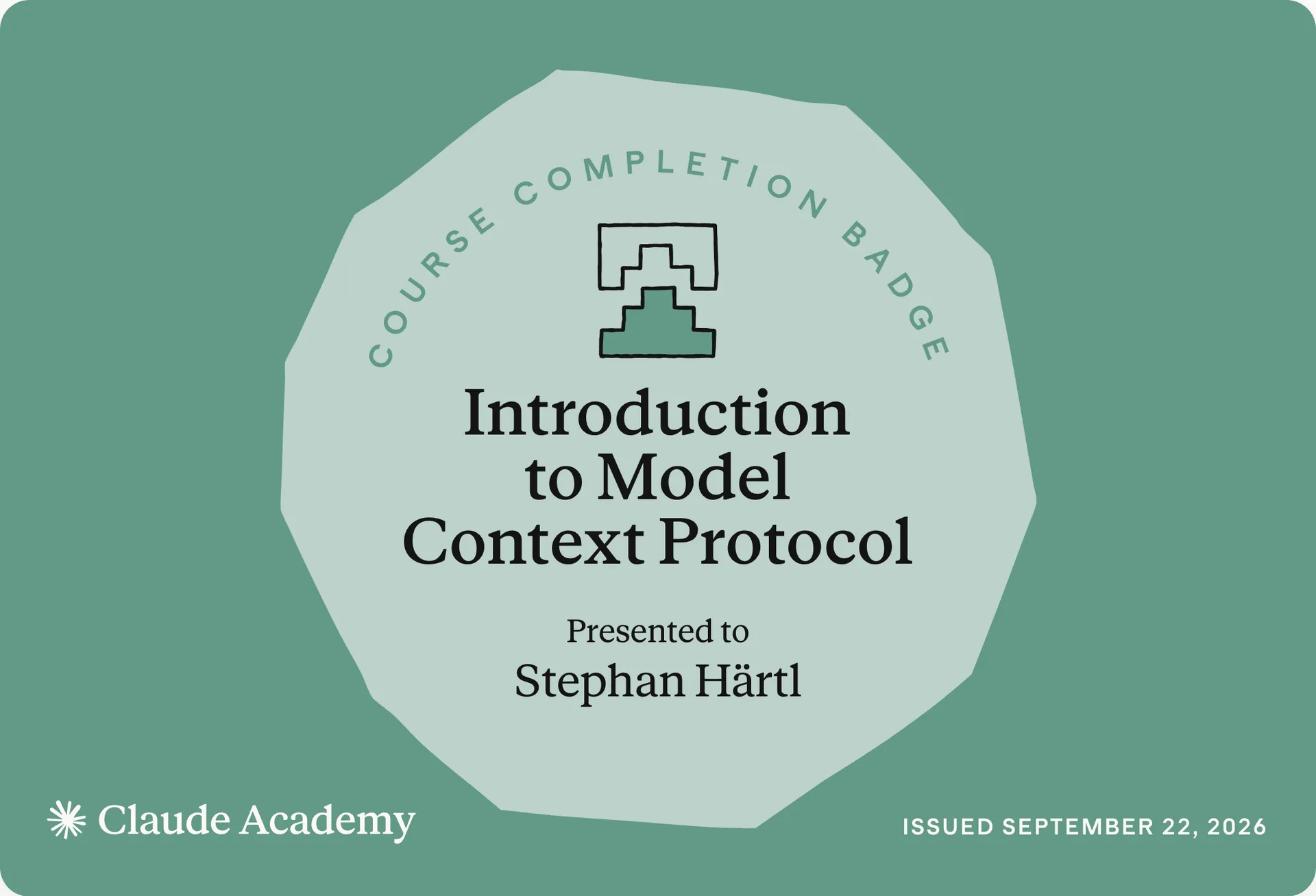 Zertifikat: Introduction to Model Context Protocol, ausgestellt an Stephan Härtl